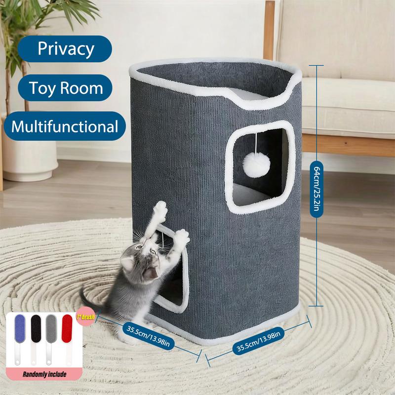 Foldable Multi-Level Cat Tree Tower For Indoor Cats, Scratch-Resistant Cat Furniture With Hanging Toy Ball, Soft Cozy Top Bed And Hideaway, 1/2/3 Tier, Ideal Holiday Gift For Cats