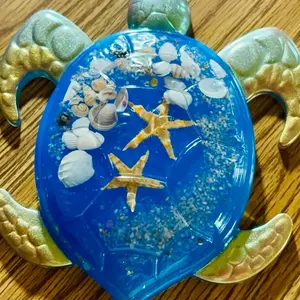 Turtle Accent Decor Ocean Beach Seashells Glow - Realistic Starfish Sand & Seashells Glowing in the Dark Customizable Plastic Ornaments