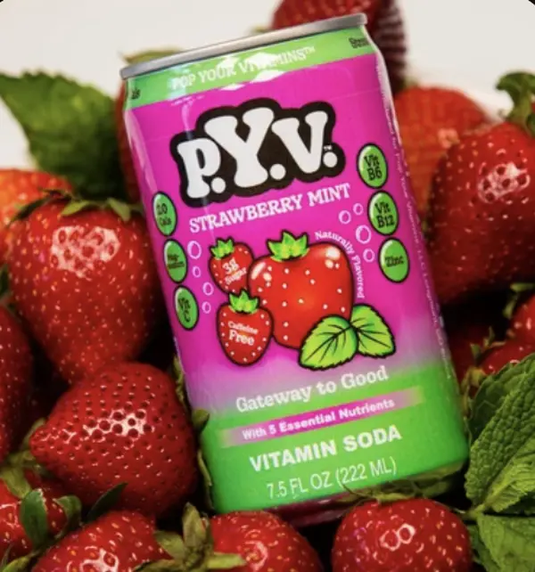 PYV Strawberry Mint Vitamin Soda