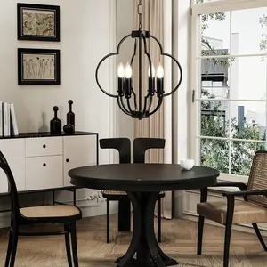 4-Light Gold Chandelier Light Fixture 16.5'' Farmhouse Chandelier for Entryway, Dining Room, Hanging Foyer Lighting Fixtures, Modern Chandelier for Bedroom, Living Room, Kitchen, Hallway