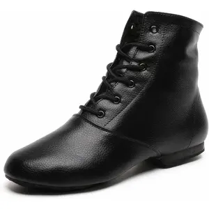 Black Split Sole Jazz Boots Leather Dancing Shoes for Girls Boys (Toddler/Little Kid/Big Kid)
