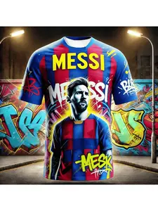 Messi 3D printed T-shirt Football Jersey for football fans' carnival, short-sleeved