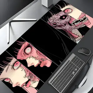 Horror Anime Girl Creepy Gaming & Goth Decor Design Large Gaming Mouse Pad, Stylish Desk Protector with Non-Slip Rubber, Multi-Size for Laptop & Desktop Use, Anime Mousepad