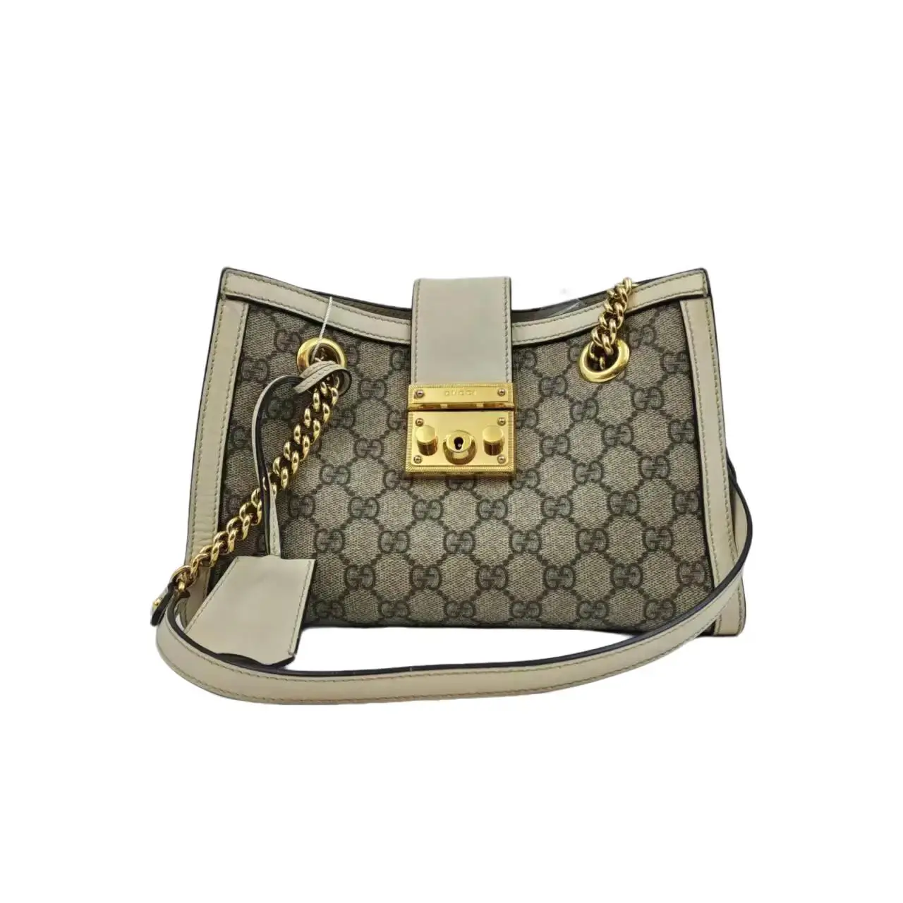 Pre-owned GUCCI H6 H3 Padlock GG Supreme Small Chain Tote Bag 61758