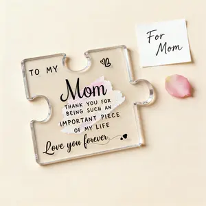 Thank You Mom Gift – Puzzle Acrylic Plaque “Important Piece of My Life”, Meaningful Keepsake for Mother’s Day, Birthday & Christmas