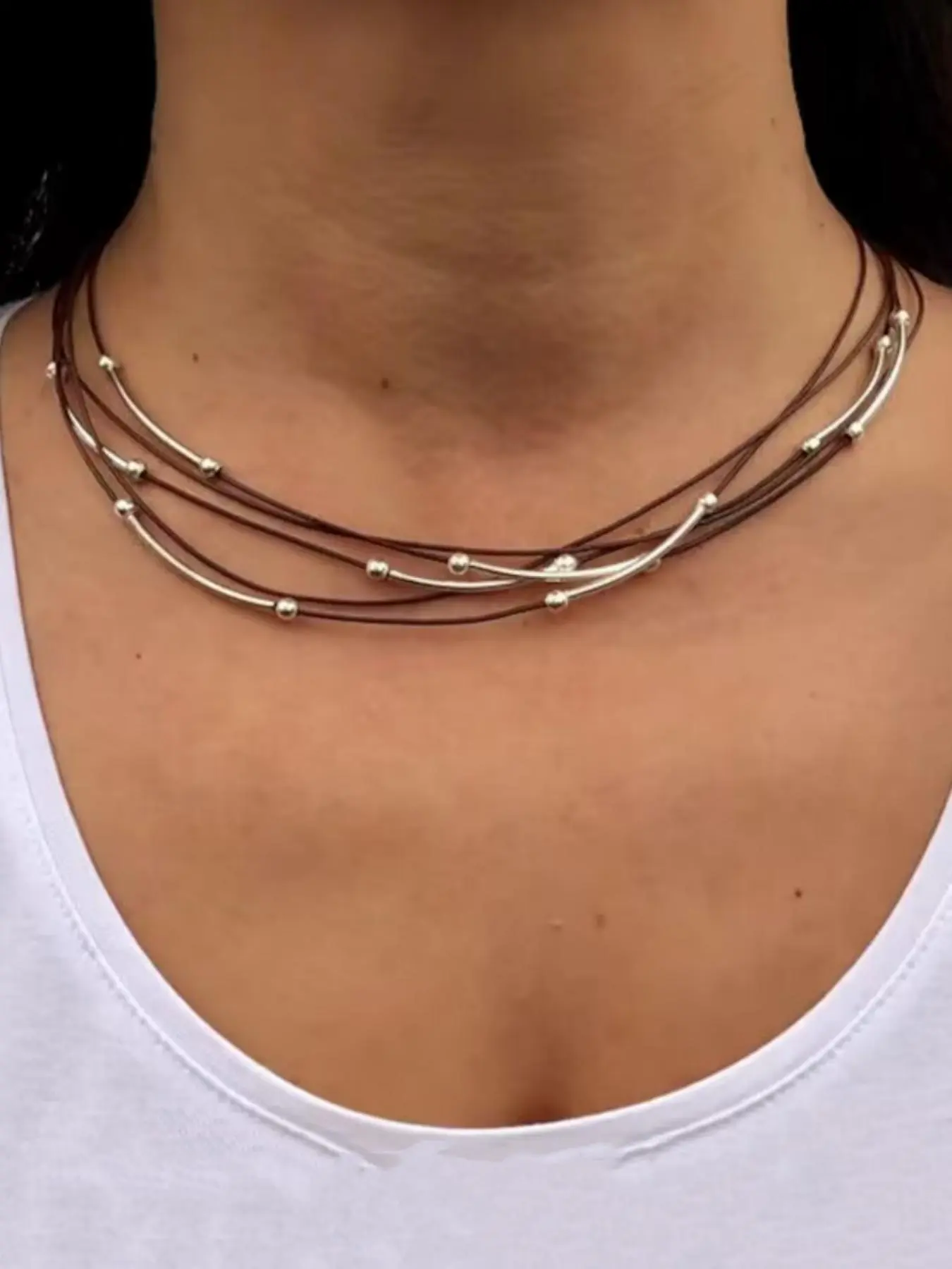 Boho Style Layered Alloy Necklace, Vintage Fashion Minimalist Necklace for Party, Daily Decor, Trendy All-match & Exquisite Chain Jewelry for Birthday Gift, Elegant Necklace, Multilayer Necklace, Layering Necklaces, Beach Boho Necklace