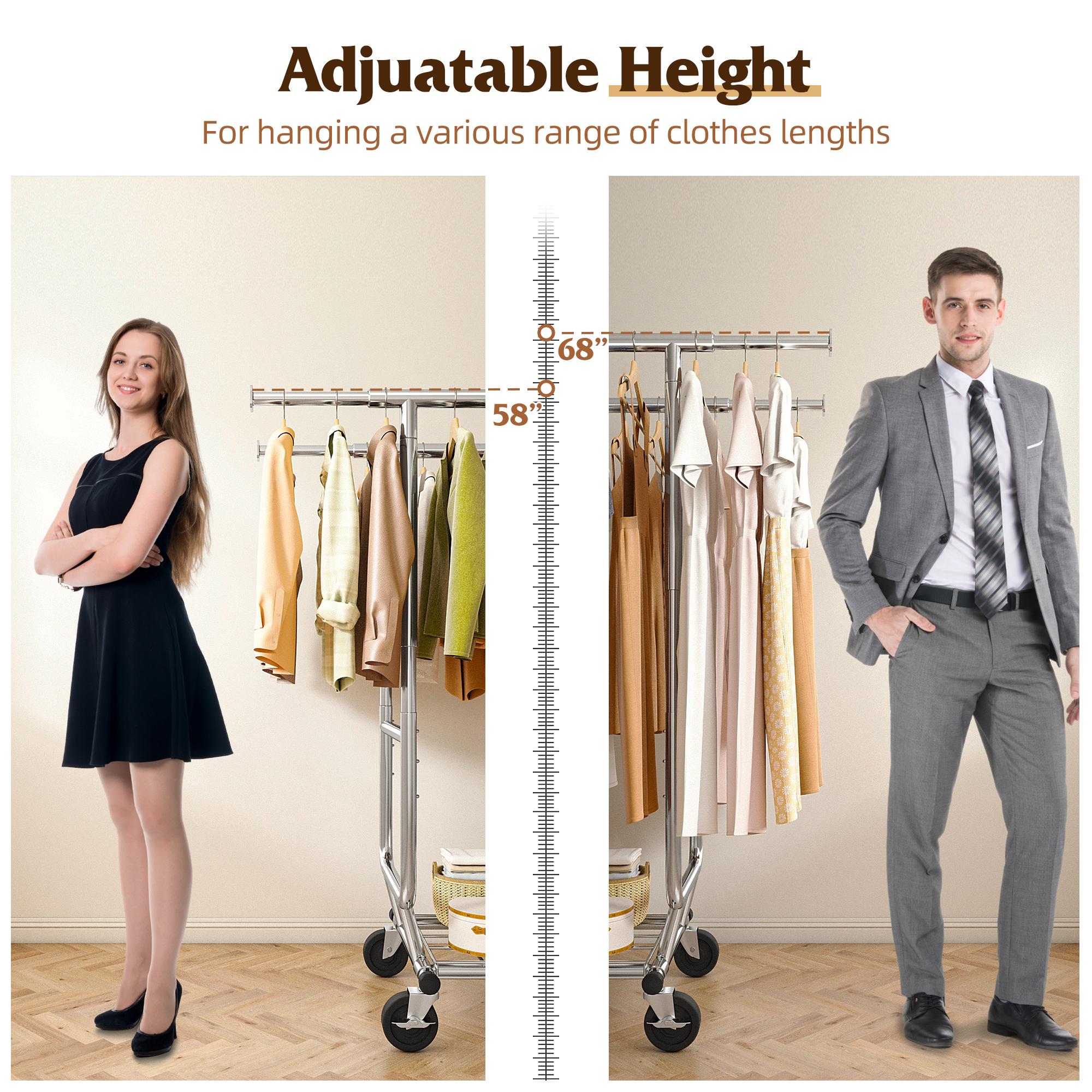 [RaybeeBrandyDay]Raybee Clothes Rack, Heavy Duty Clothing Rack Holds 441 LBS with Wheels & Shelf, Extendable, Adjustable, Commercial Garment Rack 22" D x 75" W x 68" H [BlackFridayCyberMonday]