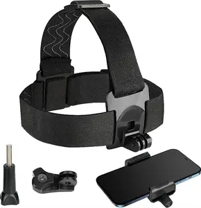 Adjustable Head Strap Holder, Fits DJI/GoPro/Sony Action Cameras & Phones (iPhone/Samsung), Made for Outdoor Adventures, Vlogs & Live Broadcasting