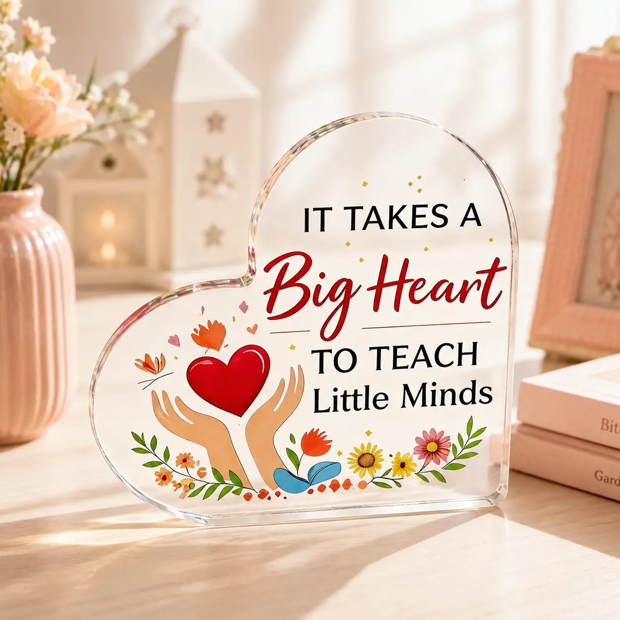 Teacher Appreciation Gifts End of Year, Acrylic Heart Shape Plaque for Women Men, Thank You Keepsake for Teacher Retirement, Classroom Appreciation Gift from Student Parent Home Decor