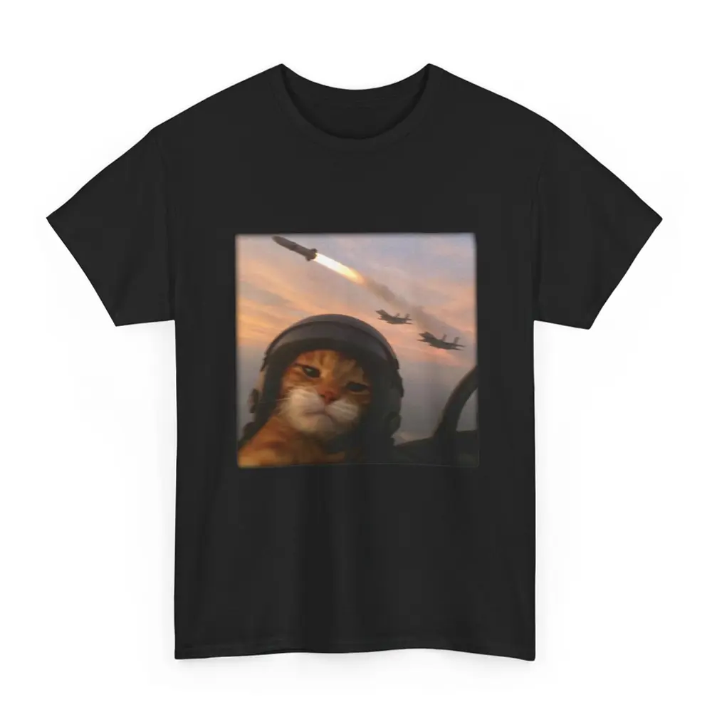 Funny Cat Fighter Pilot Meme T-Shirt – Vintage Tee with Jet Planes & Missiles Graphic,  Unisex Fit, Funny Meme Shirt, Menswear, Womenswear, 90s  graphic  tees