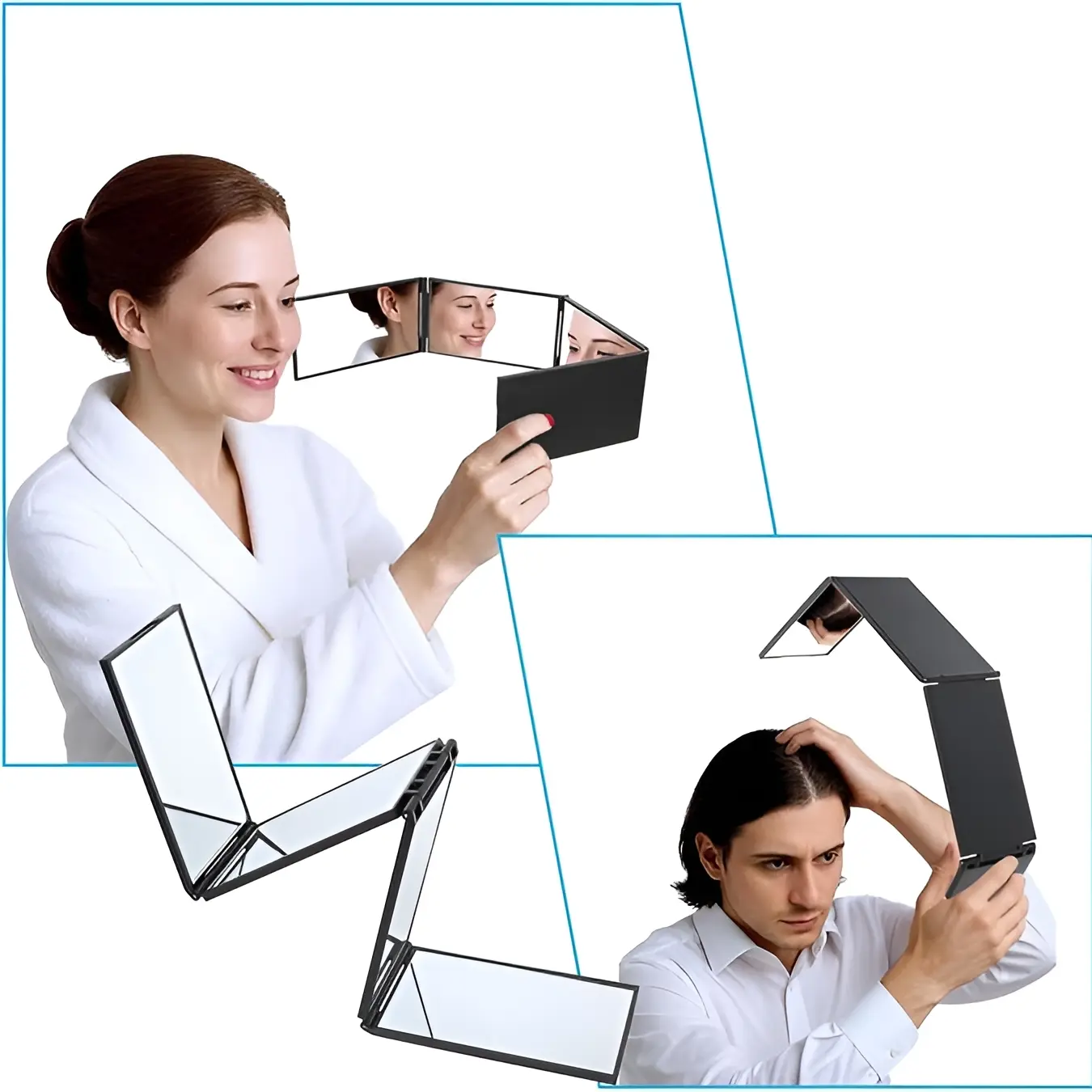 Multi-Angle Foldable Four-Sided Mirror, Makeup Dyeing Haircut Multifunctional Self-View Mirror, High Definition Portable Beauty Tool, Mirror For Vanity, Adjustable Mirror, Hd Mirror