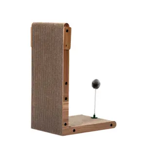 Indoor Board for Small to Large Cat Corrugated Covered Scratcher Scratching Pad with Bell and Built in Toy