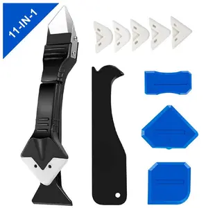11Pcs Silicone Caulking Tools 3 in1 Grout Removal Tool(Stainless Steelhead)&Grout Remove Scraper, Caulk Remover for Kitchen/Bathroom/Window