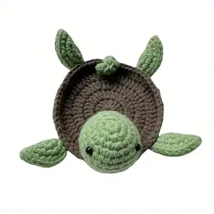1PCs Handmade Crochet Turtle Pad, round Knitted Fabric, Cute, Perfect Cup Holder and Teacup Mat, Used for Dining-Table Decoration, Ideal Housewarming Gift for Mom, Daughter