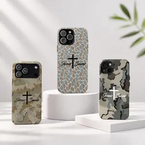 Jesus Saves Camo Phone Case | Christian Faith Cross iPhone Case | Duck Camo Protective Cover for iPhone 17 16 15 14 13 12 11