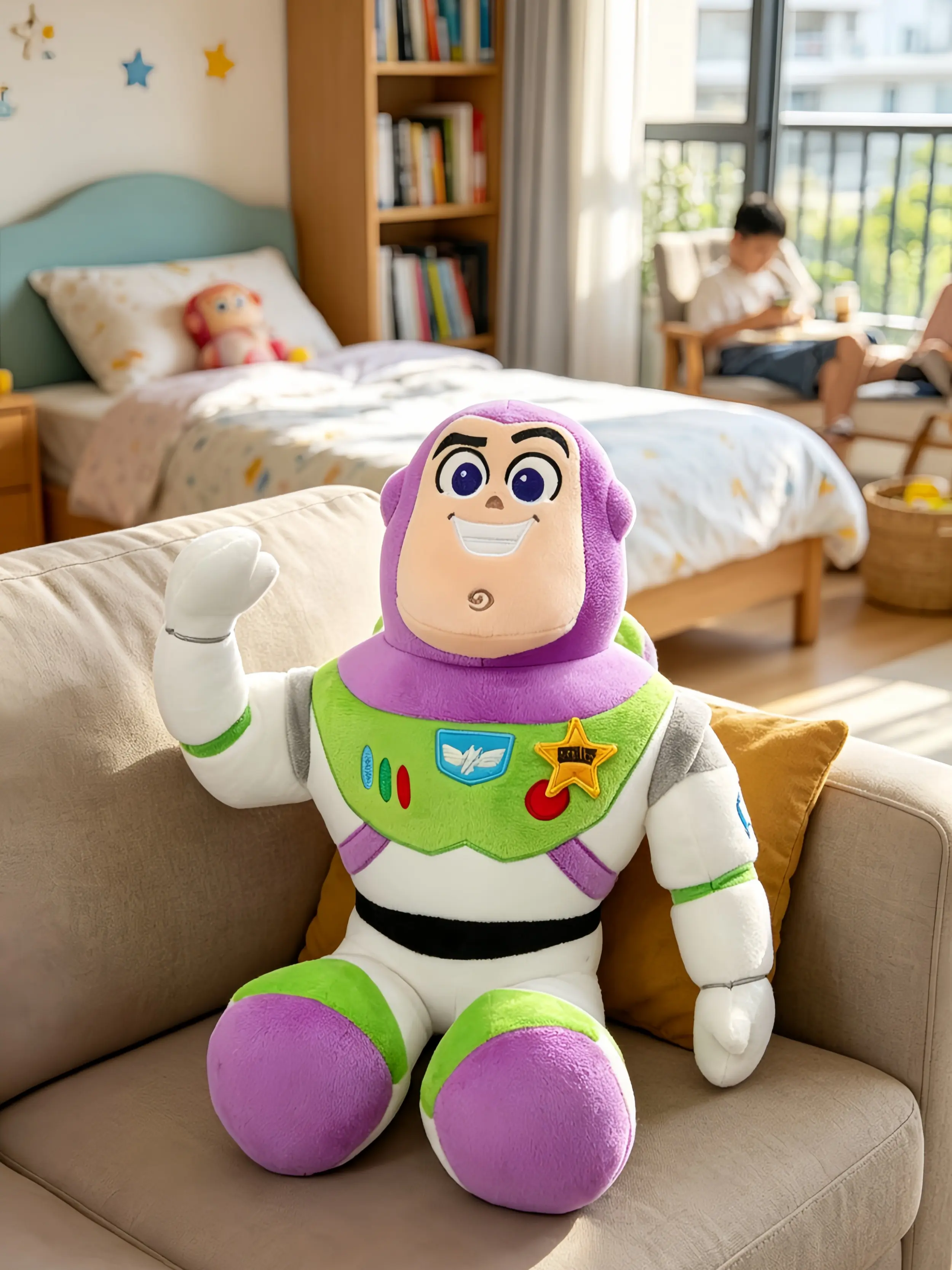 Disney Toy Story 5 Official Buzz Lightyear Plush Toy, 11.81" Waving Sitting Space Ranger Stuffed Animal, Cute Kawaii Anime Plushie Room Decor, Nostalgic Birthday Gift for Kids Toy Story Collectors，Birthday Gift Holiday Gift(1pc)
