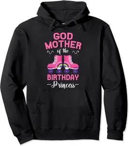Godmother of the Birthday Princess Roller Skates Skating Pullover Hoodie - Nicollev Shop 32B0BRGXSX1P