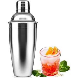 Cocktail Shaker Drink Mixer with Built-in Strainer for Mixing Drinks Margaritas, Beginner Friendly Bar Utensil Tool (Sliver-01)