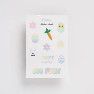 Easter Sticker Sheet for Journal Planner Decorative High Quality Stickers with Bunny Carrot and Egg Designs