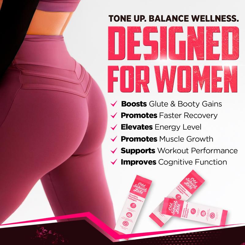 Creatine Stick Packs for Women | 5000mg Creatine Monohydrate, 2000mg Collagen & BCAA 2:1:1