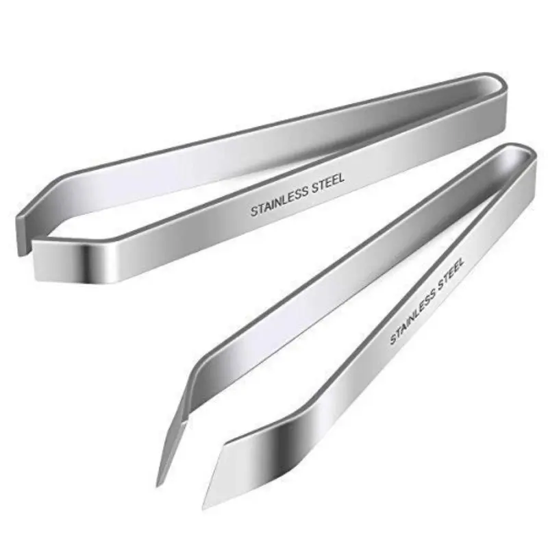 2pcs Stainless Steel Fish Bone Remover Tweezers, Flat & Slanted Design, Durable Kitchen Tool for Removing Fish Bones & Hair