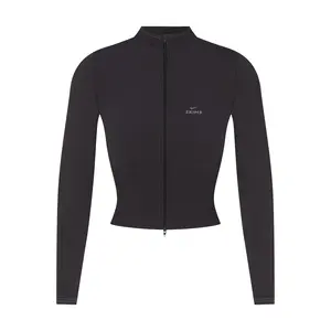 NikeSKIMS RIBBED SEAMLESS ZIP UP CROP JACKET | OBSIDIAN