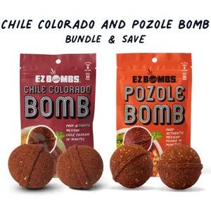 Chile Colorado and Pozole Bombs Bundle by EZ Bombs - Seasoning Spice Bomb Flavor for Authentic Mexican Dishes - Traditional