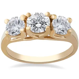 3 1/2ct Diamond 3-Stone 14k Yellow Gold Engagement Ring Lab Grown