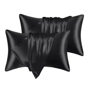 XAKING 2-Pack Satin Pillowcases for Hair and Skin, Silky Soft Cooling Pillow Case with Envelope Closure, Luxury Bedding Essentials, Queen/King Size | Year-Round Use Bed Sheet Set