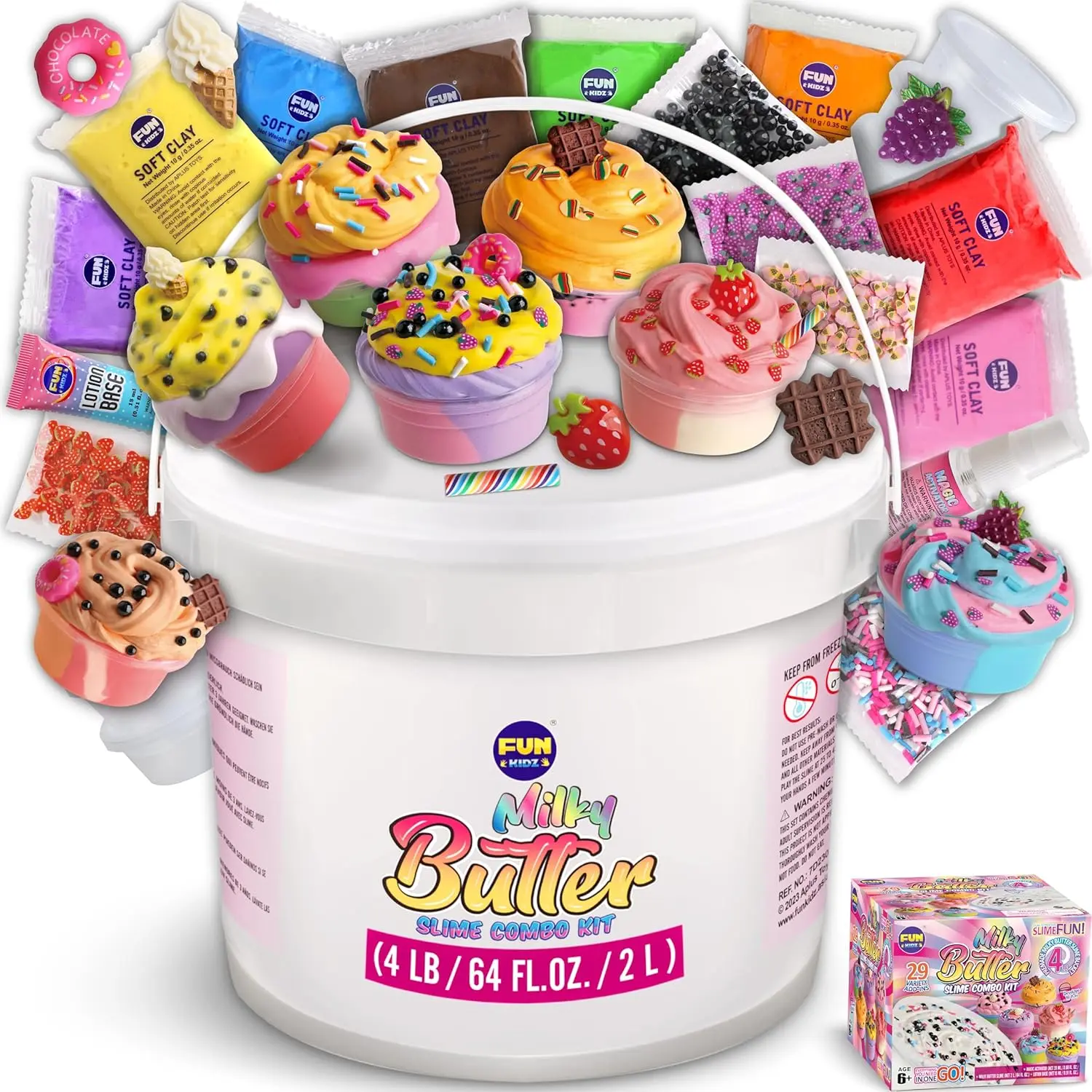 4LB Milky Butter Slime Bucket  | 64oz Soft Scented Slime with 29 Fun Add-Ins | Perfect Birthday Gift for Kids Ages 6+