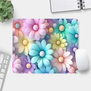 Soft Floral Pastel Mouse Pad Cute Blossom Decorative Design Desk Pad 9x8 Inch Compact Size Computer Desk Mat with Non-Slip Rubber Base and Durable Stitched Edge for Valentine or Birthday Gift Mousepad Girly Office Supplies