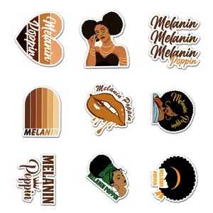 Melanin Poppin Sticker Pack 9 PCS Vinyl, Art Car Wall Kid Phone Book Stickers, Funny Sticker Decal Decor