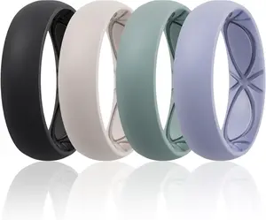 4/5/8 Variety Multipack Ergonomic Breathable Anniversary Rings, 6mm Wide - 2mm Thick Rubber Wedding bands women, silicone Rings Women with Half Size