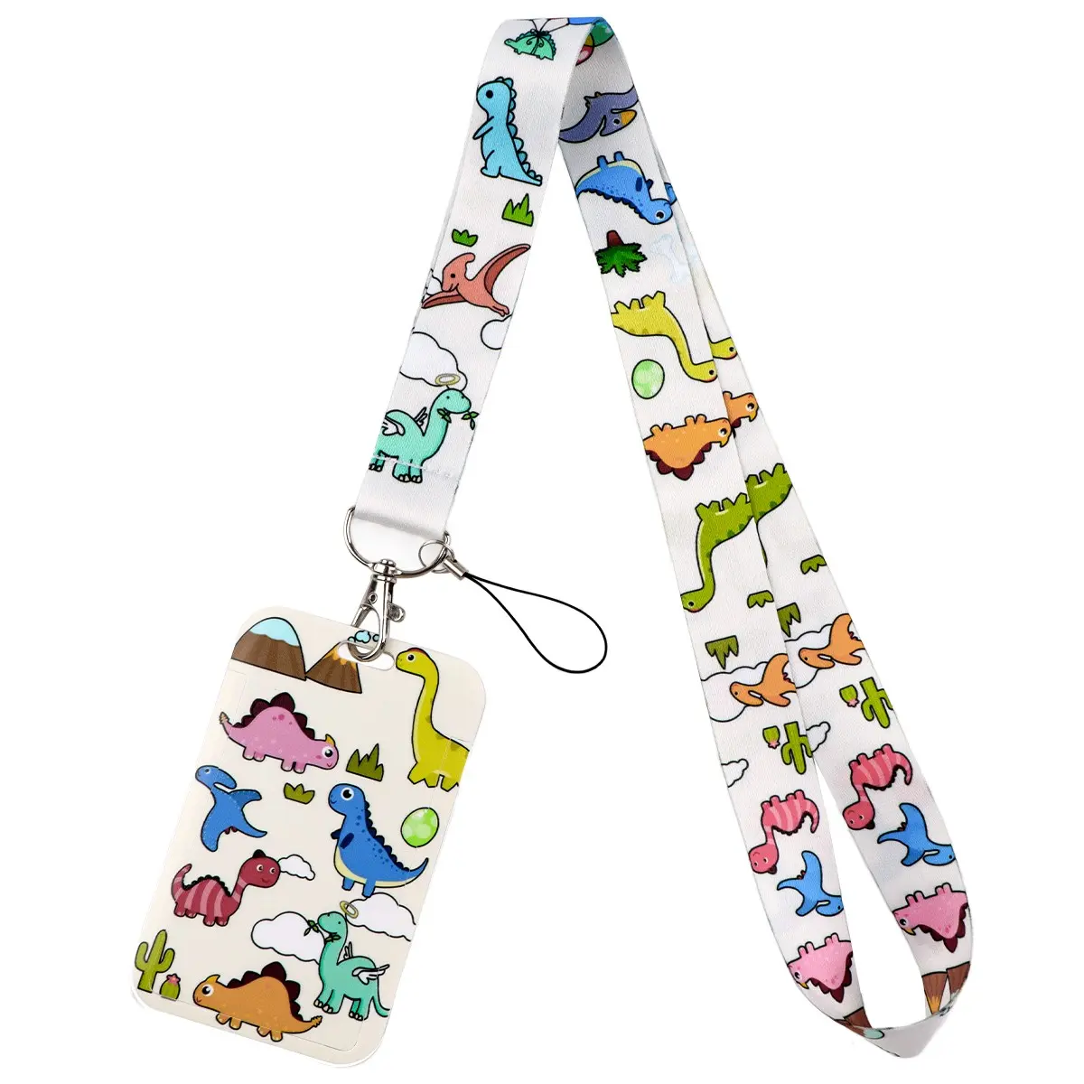 Colorful Cartoon Dinosaur Pattern Lanyard Keychain Students ID Credit Card Cover Pass Mobile Phone Charm Gym Neck Straps Badge Holder Key Holder Accessories Stylish Keychain Keychain Kawaii Cute Keychain Accessory Keychains Cute