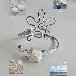 Handmade Fairycore Ocean Floral Armcuff  Pastel Beads Festival Jewelry