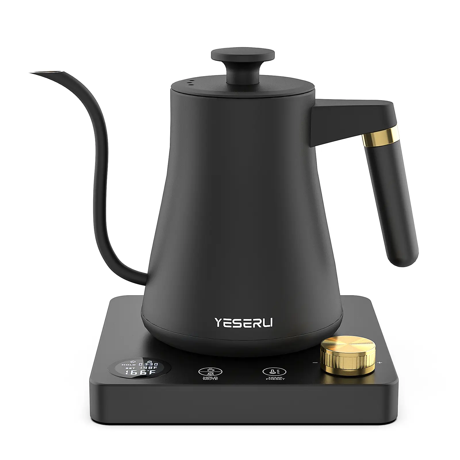 YESERLI 1200W Gooseneck Kettle with ±1℉ Temperature Control,Pour Over Electric Kettle for Coffee & Tea,Digital Display,4 Temp Preset,12H Keep Warm,100