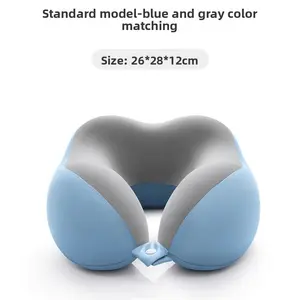 Memory Foam Travel Pillow U-Shaped Neck Support for Airplane Car Sleep Slow Rebound Blue Gray 26x28x12cm Ideal for Naps and Comfortable Travel