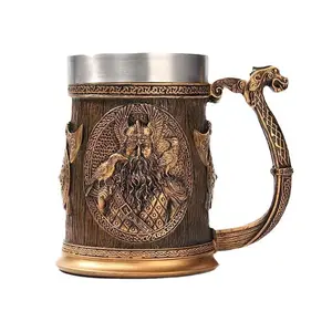 Creative Viking Pirate Beer Cup Storage Box, Large Stainless Steel Coffee Mug Holder, Resin Craft Bar Organizer, Home Decor, Pen Holder