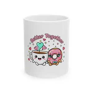 Better Together Coffee and Donut Mug | Cute Kawaii Ceramic Mug