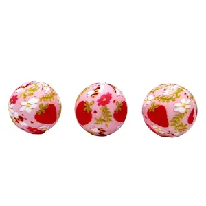 You Are Berry Special Printed Silicone Beads | Strawberry Beads | Flower Beads