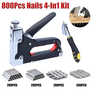 4-in-1 Manual Nailer, Multifunctional Nail Gun Tool Set with Nails, Hand Guard Model Manual Nail Yard Nail Gun, Home Nail Gun Hardware