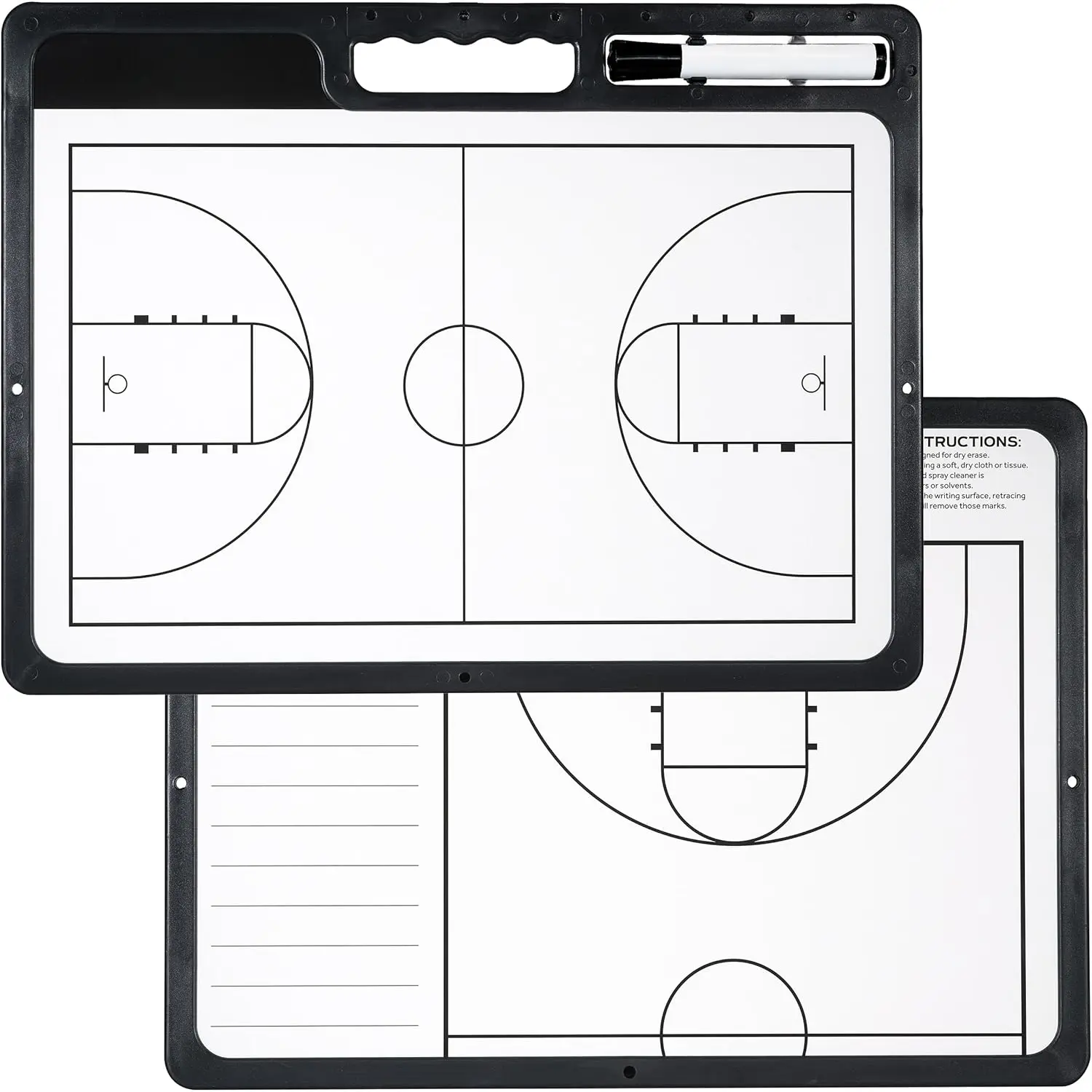 Whiteboard  Basketball Coaches Clipboard | Double-Sided Basketball Whiteboard with Marker
