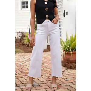 Paulina White Wide Leg Jeans