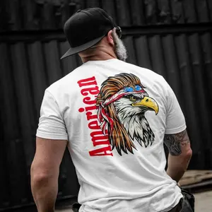 American Eagle Graphic T-Shirt Patriotic Bald Eagle Hoodie for Men Outdoor USA Patriotic Tee for Veterans & Outdoor Enthusiasts, Unisex Casual Short Sleeve Tee for Outdoor & Street Style