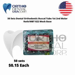 50 Sets 200 Dental Orthodontic Buccal Tube 1st 2nd Molar Roth/MBT 022 Mesh Base Orthodentalusa Corp. Made in Usa