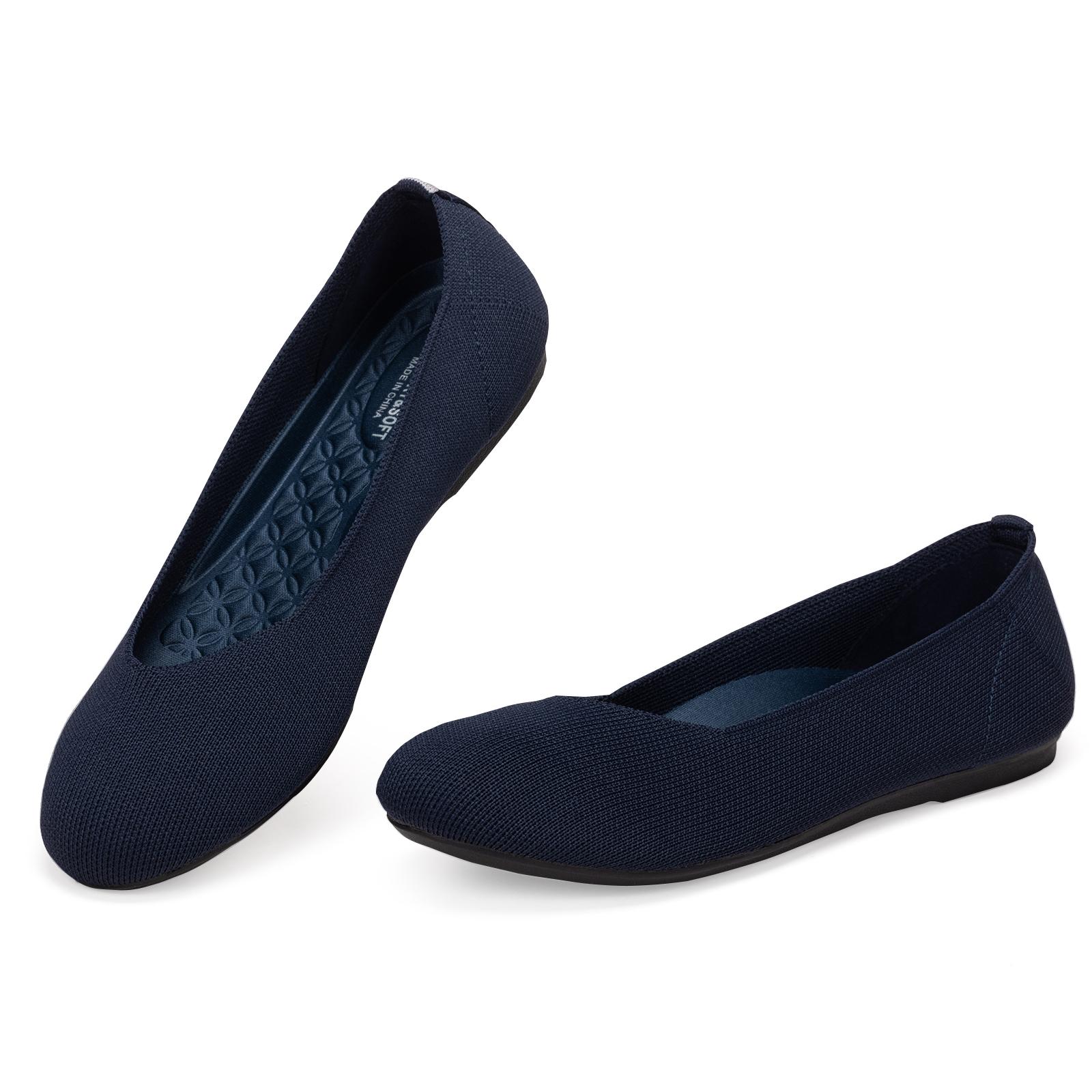 Flatgios Women's Ballet Flats Knitted round toe Flat Women's Walking Shoes Comfortable casual shoes