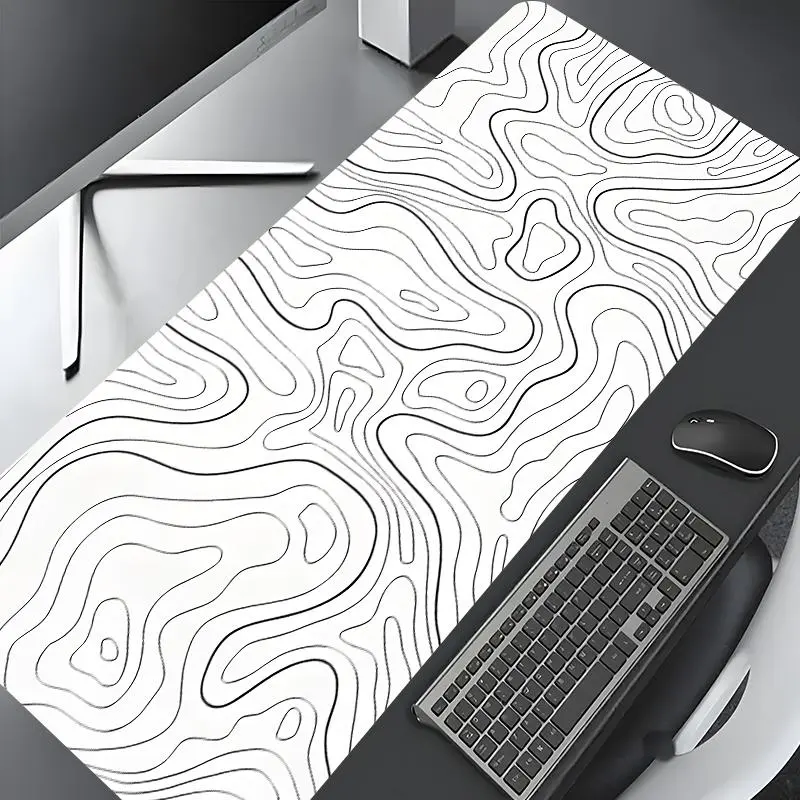 Topographic Line Pattern Mouse Pad, Non-slip Rubber Pad, Multi-size Mousepad Suitable for Laptop, Desktop Computer Games, Office Desk Accessories, Cool Office Desk Gadgets