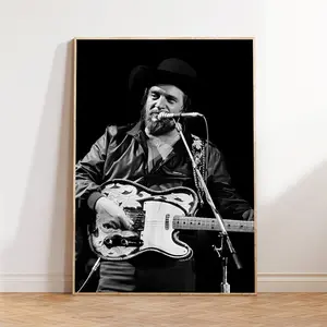 Waylon Jennings Playing The Guitar Poster