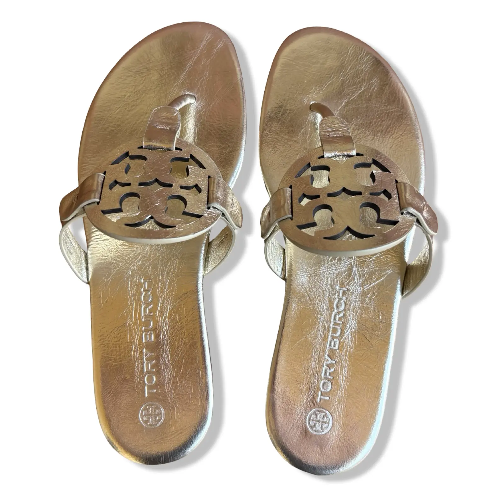 Pre-Owned Tory Burch Women's Miller Soft Sandals, Spark Gold