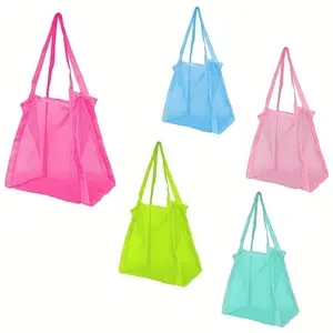 Mesh Lightweight Shopping Bag, 1 piece Large Capacity Beach Storage Bag, Multifunctional Mesh Bag, Sundries Mesh Storage Bag, Beach Tote Bag